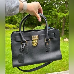 Michael Kors Black and Gold Satchel Bag